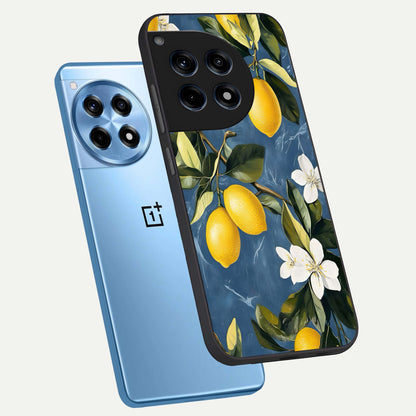  Lemon Dream Garden phone case For OnePlus 12R showing premium glass back cover with detailed artwork