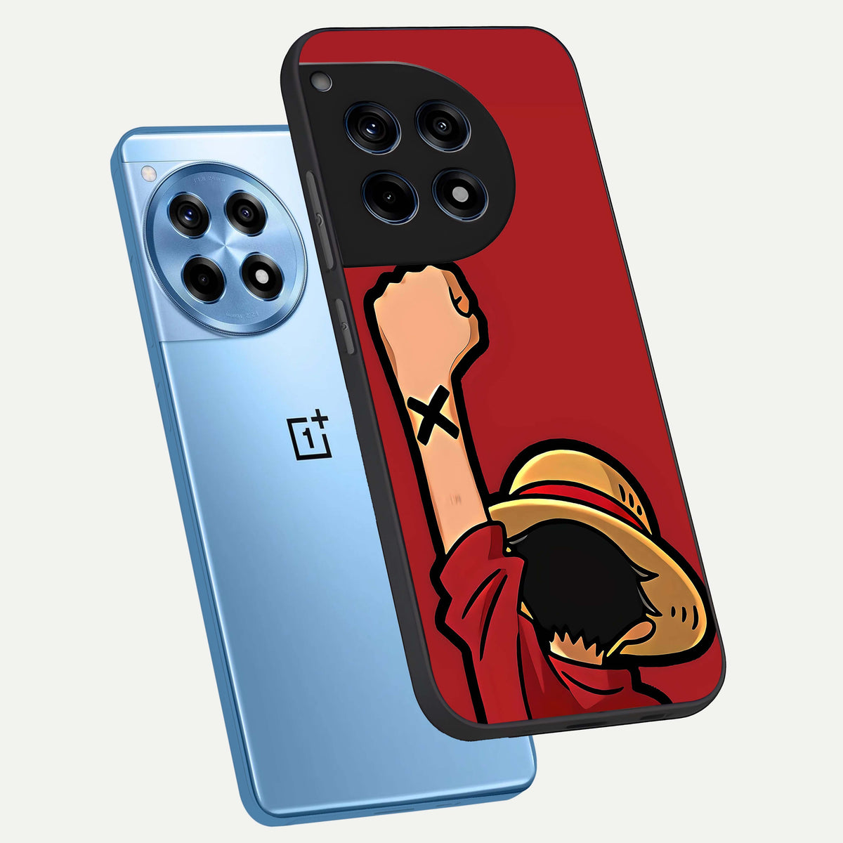  Luffy X Spirit phone case For OnePlus 12R showing premium glass back cover with detailed artwork