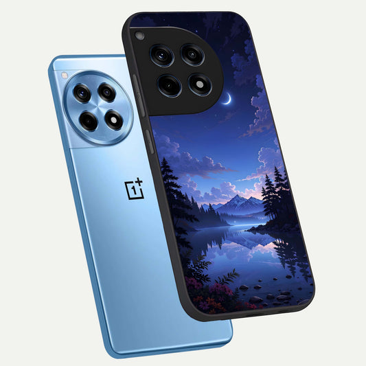  Midnight Lake Peace phone case For OnePlus 12R showing premium glass back cover with detailed artwork