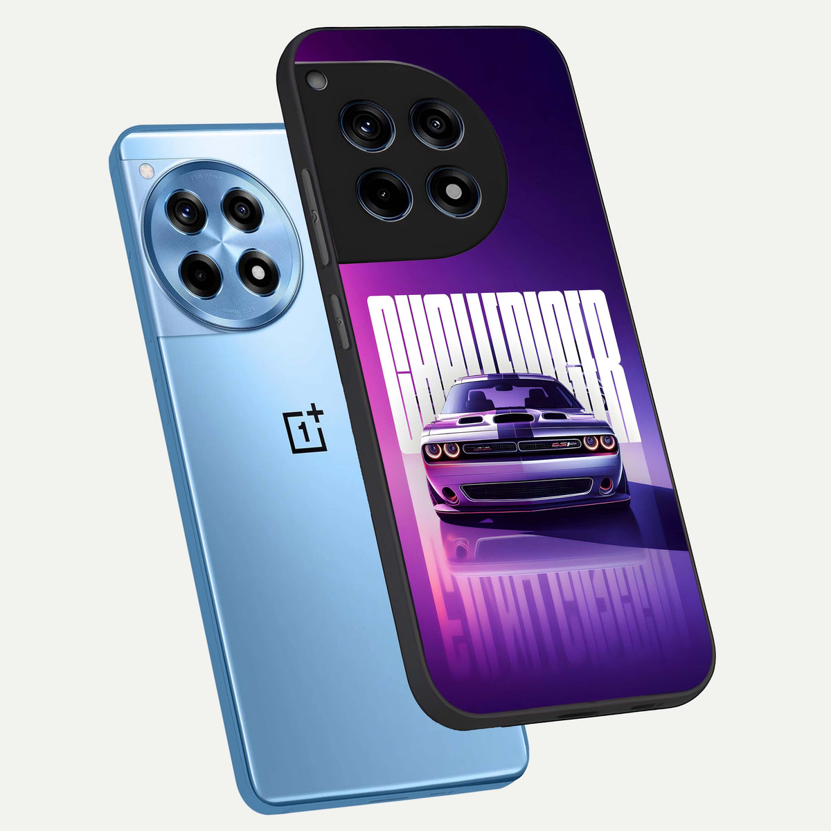  Midnight Muscle Ride phone case For OnePlus 12R showing premium glass back cover with detailed artwork