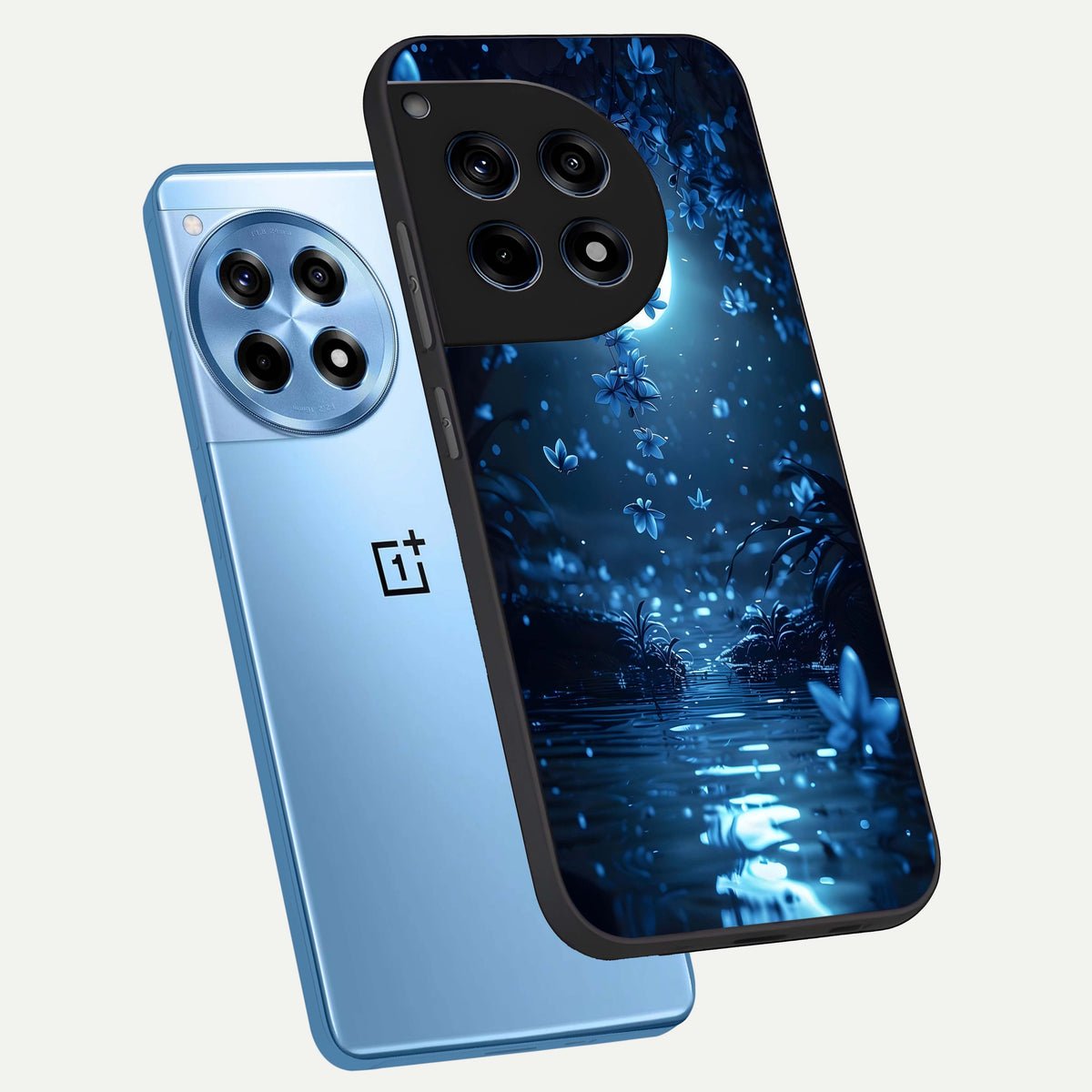  Moonlight Petal Dream phone case For OnePlus 12R showing premium glass back cover with detailed artwork