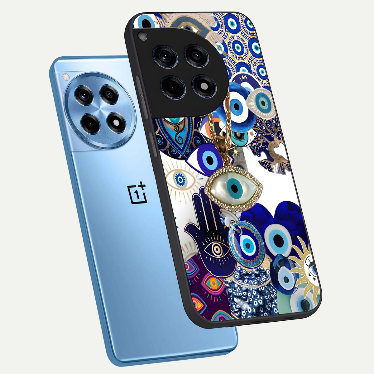  Mystic Charm Eye phone case For OnePlus 12R showing premium glass back cover with detailed artwork