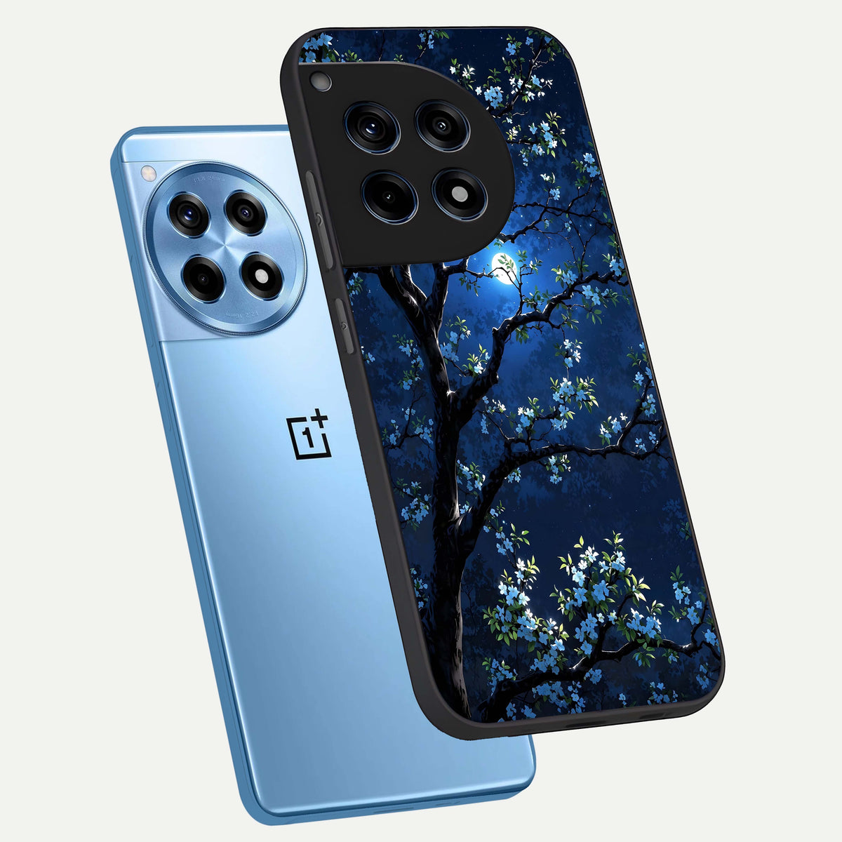  Mystic Floral Night phone case For OnePlus 12R showing premium glass back cover with detailed artwork
