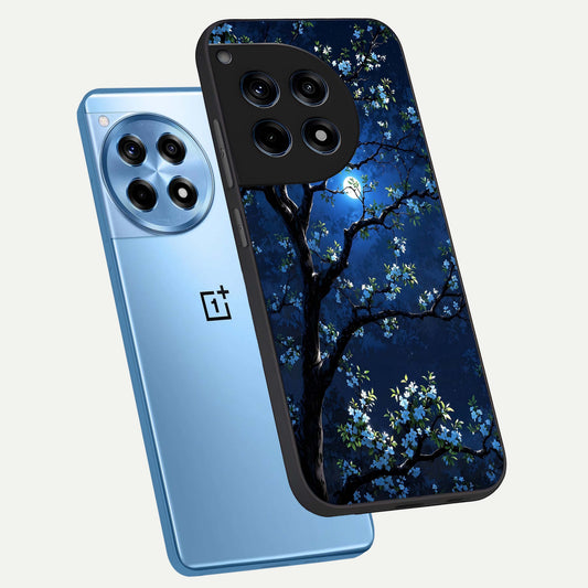  Mystic Floral Night phone case For OnePlus 12R showing premium glass back cover with detailed artwork