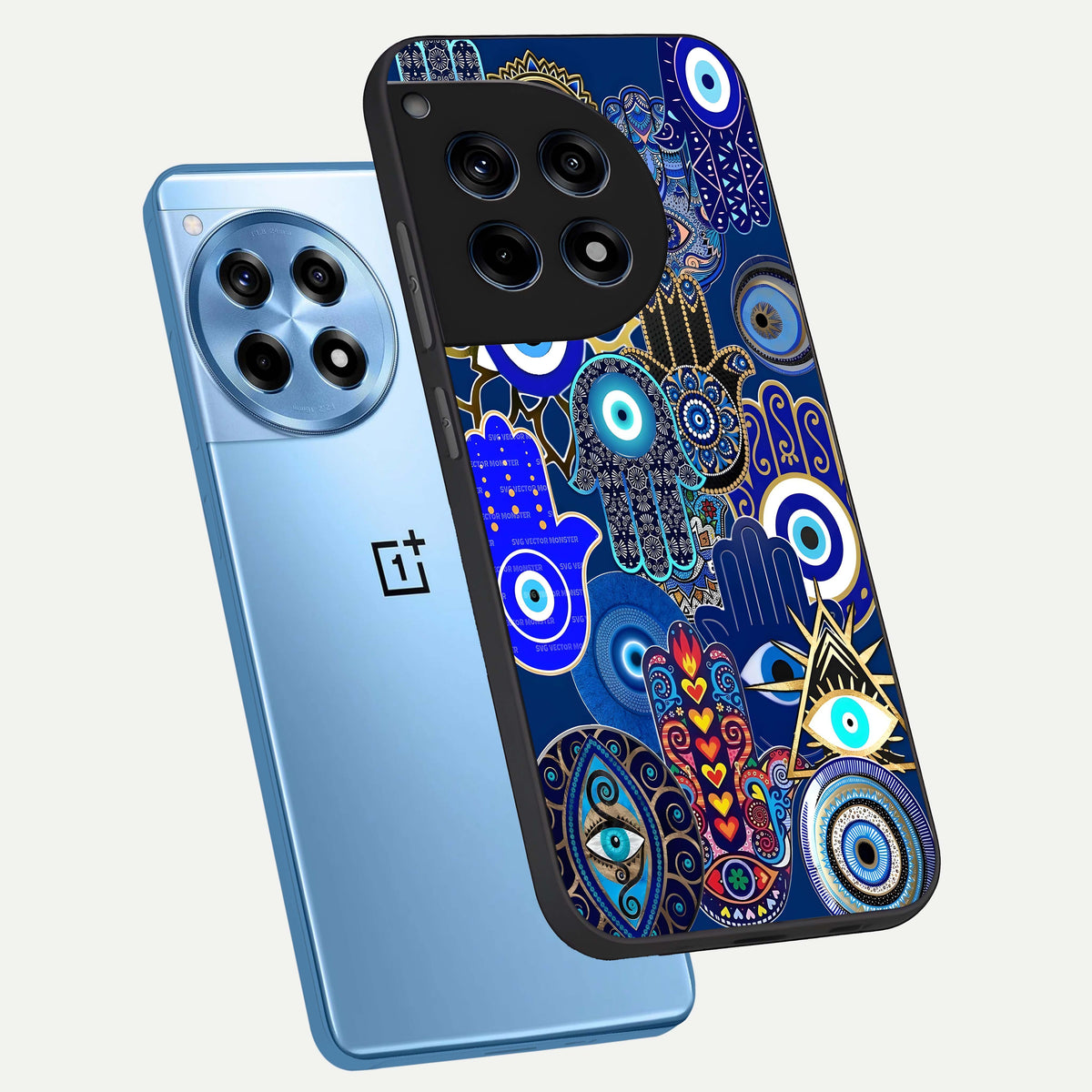  Mystic Palm Guard phone case For OnePlus 12R showing premium glass back cover with detailed artwork