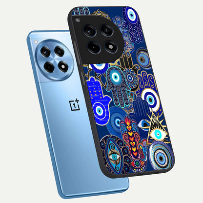  Mystic Palm Guard phone case For OnePlus 12R showing premium glass back cover with detailed artwork