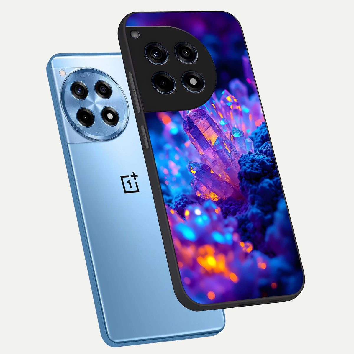  Neon Aura Shards phone case For OnePlus 12R showing premium glass back cover with detailed artwork