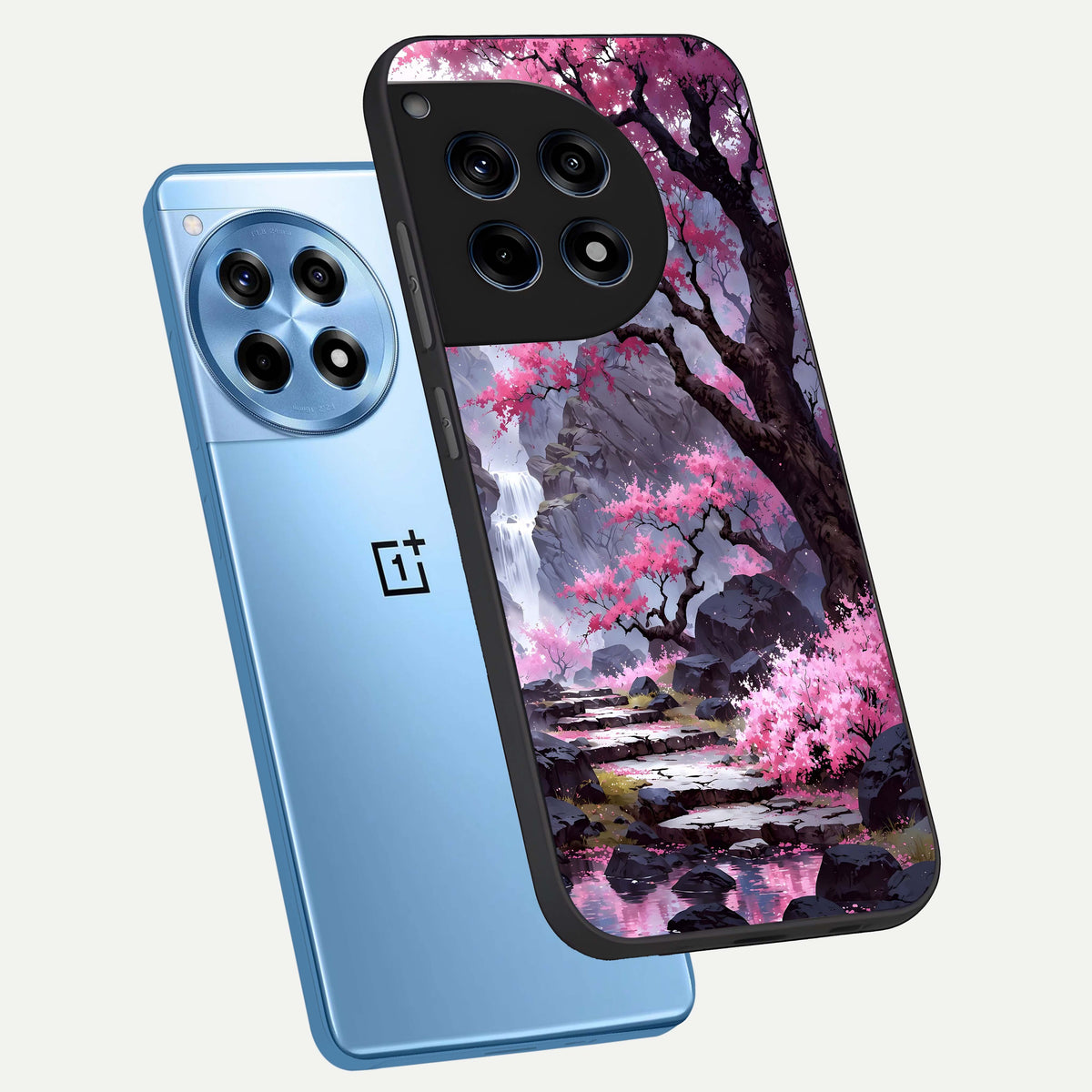  Pink Sunflower Glow phone case For OnePlus 12R showing premium glass back cover with detailed artwork