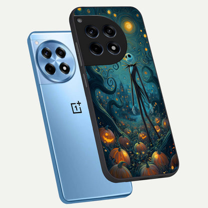  Pumpkin Moonlight Tale phone case For OnePlus 12R showing premium glass back cover with detailed artwork