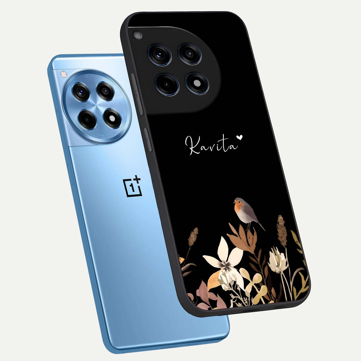  Quiet Garden Tune Custom Name phone case For OnePlus 12R showing premium glass back cover with detailed artwork