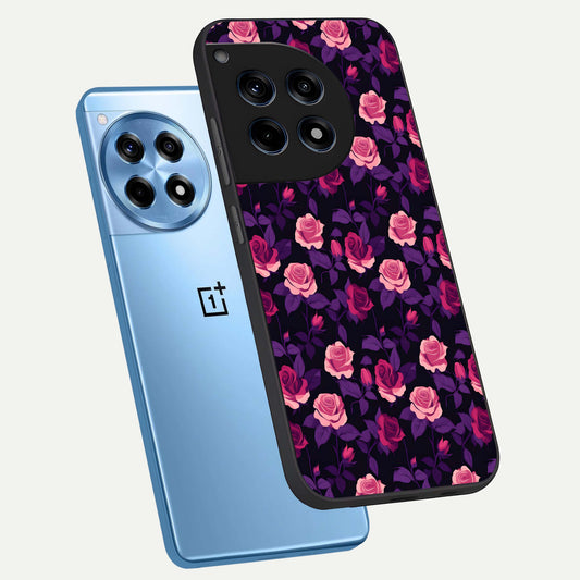  Rose Garden Twilight phone case For OnePlus 12R showing premium glass back cover with detailed artwork