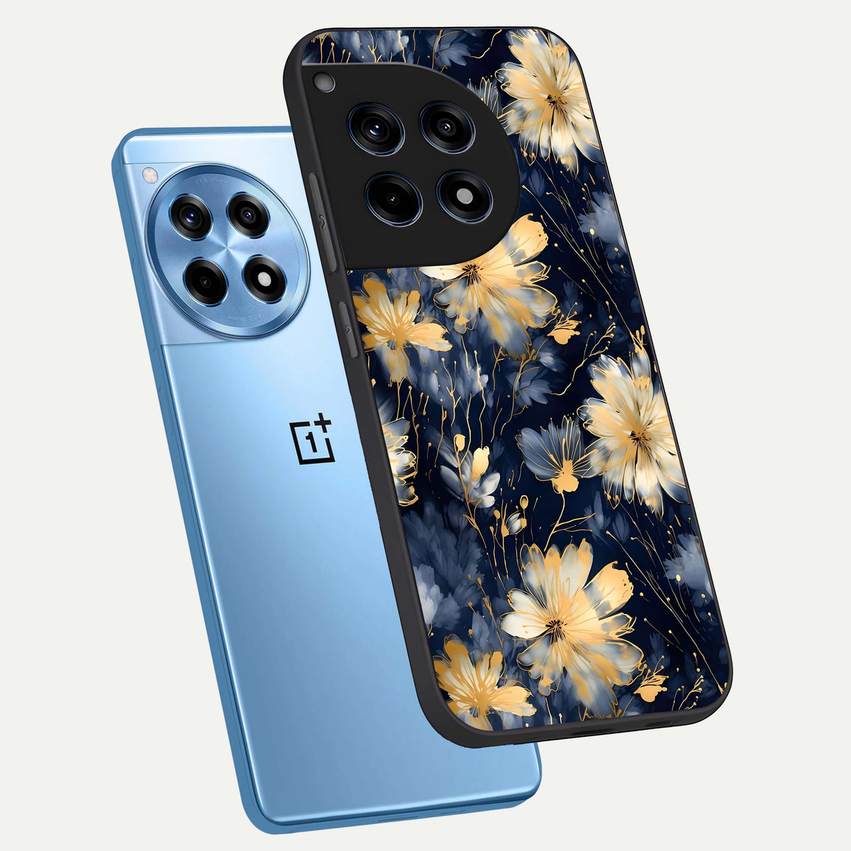  Royal Petal Dream phone case For OnePlus 12R showing premium glass back cover with detailed artwork