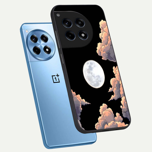 Shade Cloud Moon phone case For OnePlus 12R showing premium glass back cover with detailed artwork