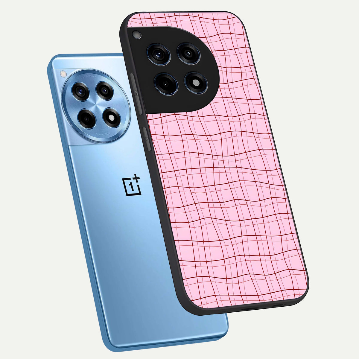  Soft Grid Bliss phone case For OnePlus 12R showing premium glass back cover with detailed artwork