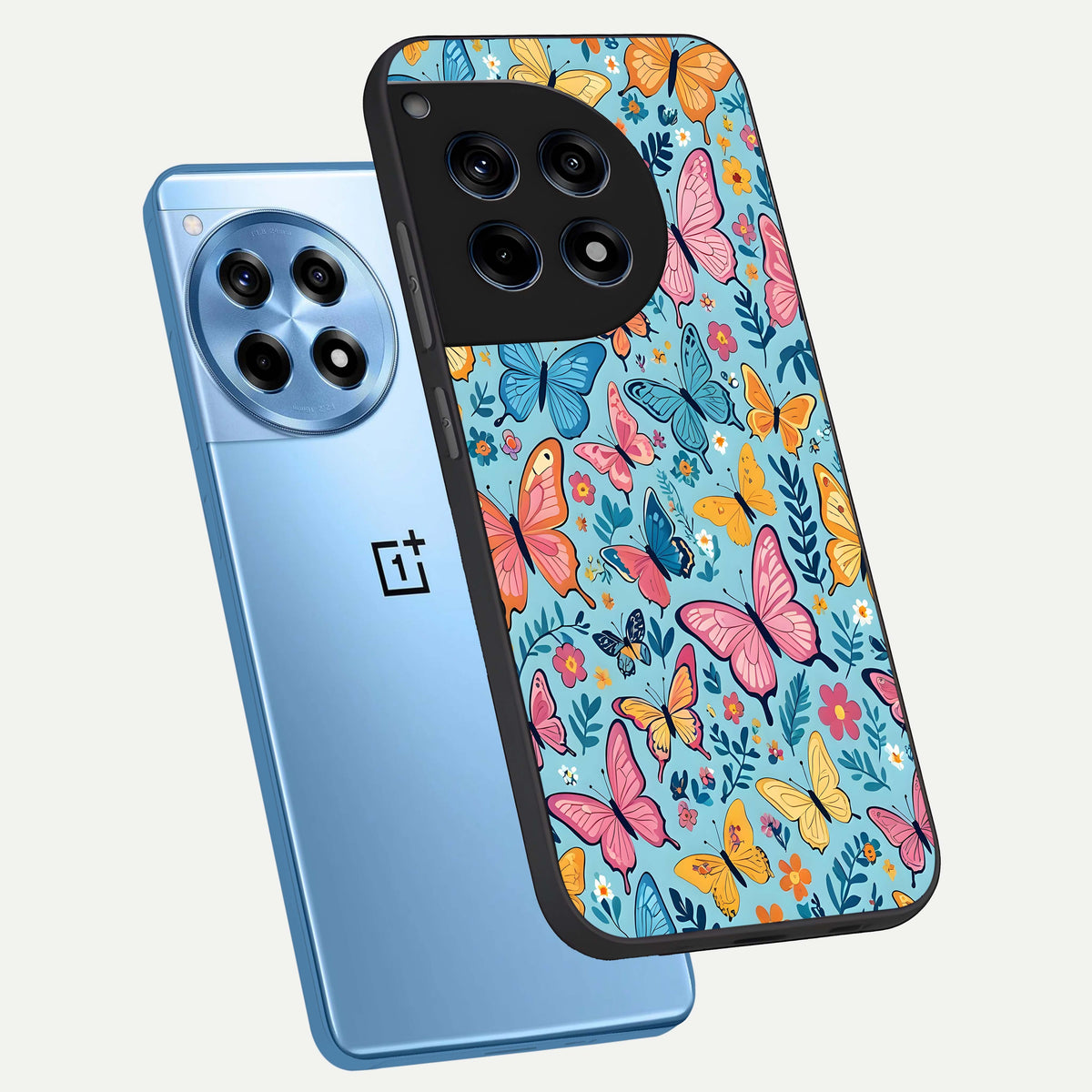  Spring Wing Garden phone case For OnePlus 12R showing premium glass back cover with detailed artwork