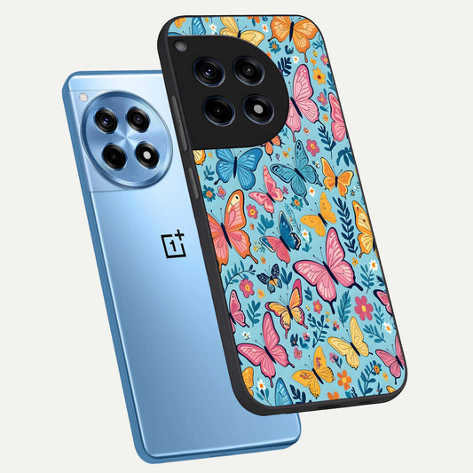  Spring Wing Garden phone case For OnePlus 12R showing premium glass back cover with detailed artwork