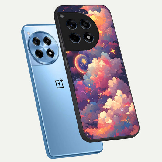  Starlit Dream Clouds phone case For OnePlus 12R showing premium glass back cover with detailed artwork