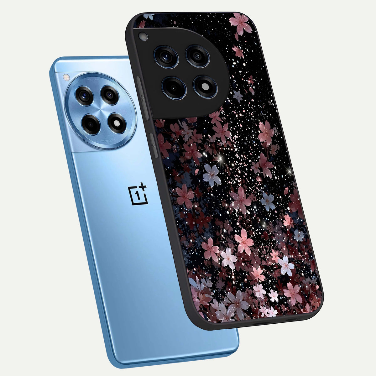  Starlit Flower Dreams phone case For OnePlus 12R showing premium glass back cover with detailed artwork