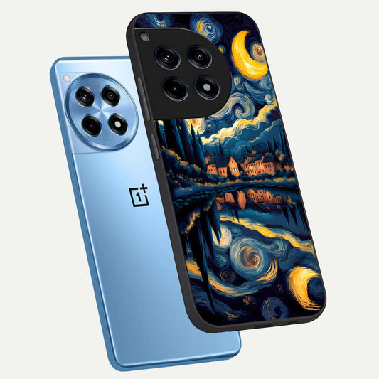  Starry Sky Serenity phone case For OnePlus 12R showing premium glass back cover with detailed artwork