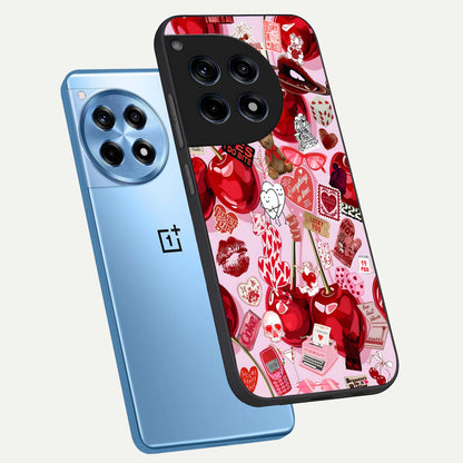  Sweet Cherry Chaos phone case For OnePlus 12R showing premium glass back cover with detailed artwork