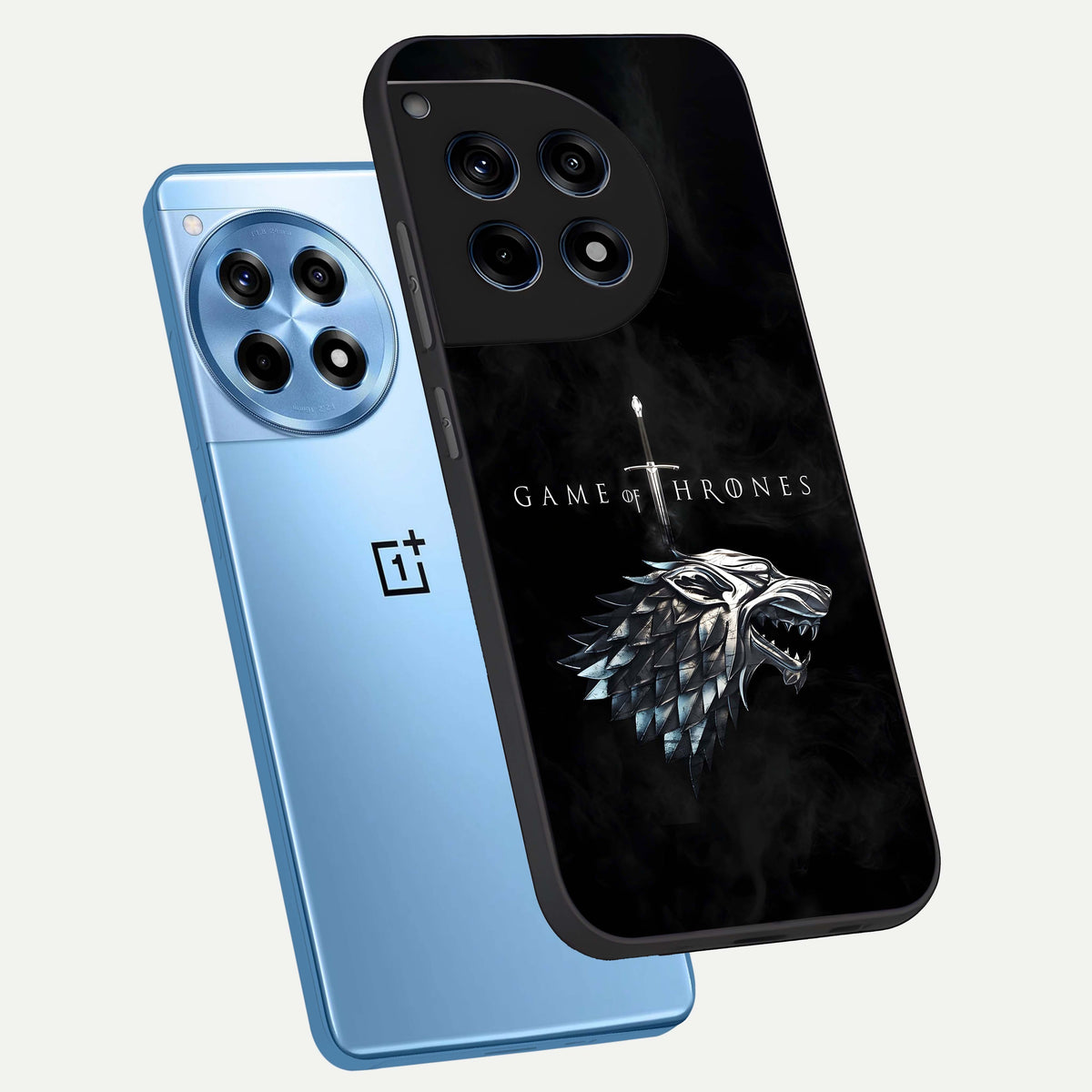  Throne Wolf Legacy phone case For OnePlus 12R showing premium glass back cover with detailed artwork