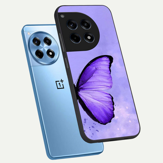  Violet Dream Wing phone case For OnePlus 12R showing premium glass back cover with detailed artwork