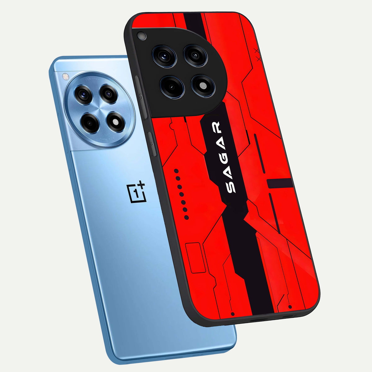  Voltage Rise CYBERPUNK Custom Name phone case For OnePlus 12R showing premium custom name glass back cover