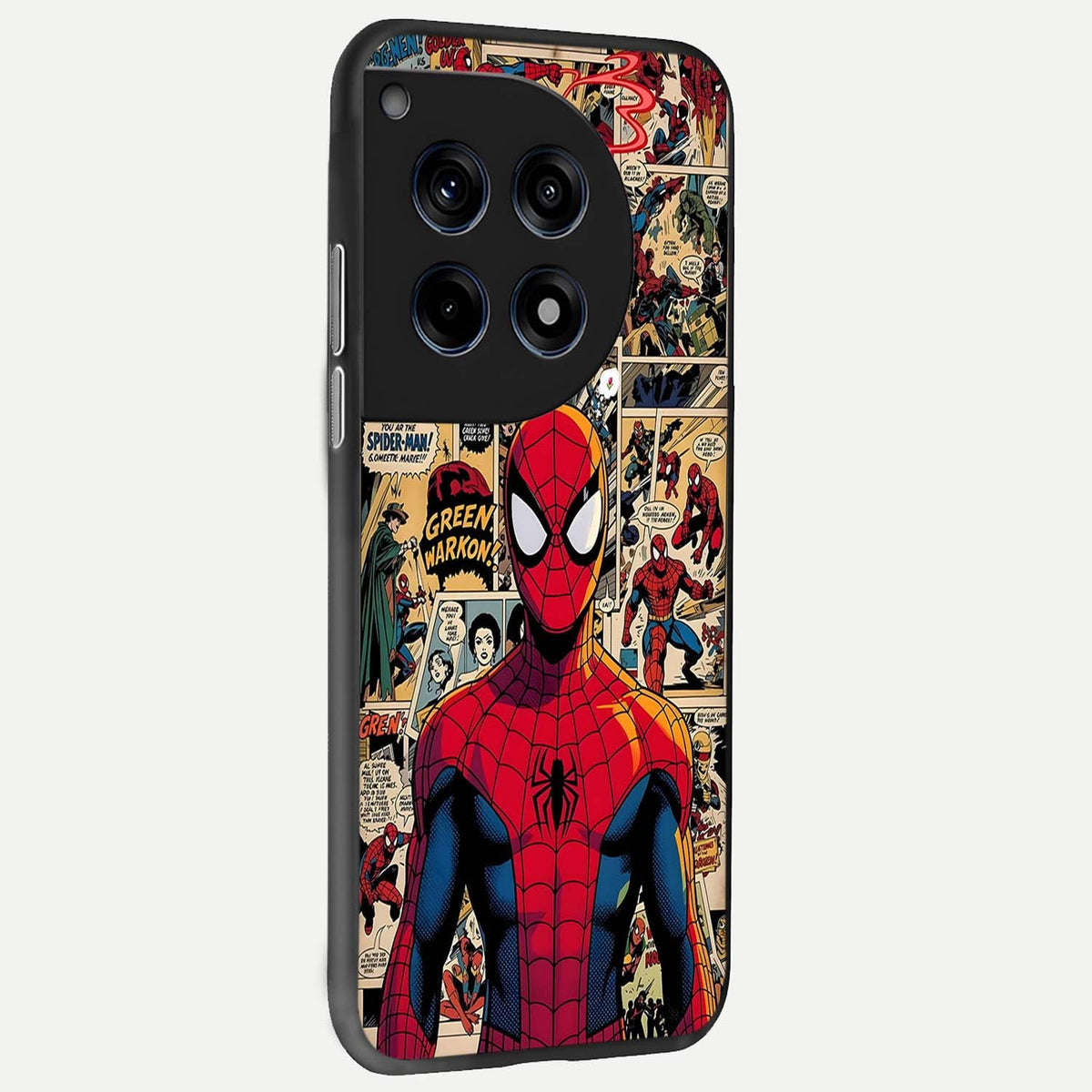  Aesthetic Spider back cover For OnePlus 12R slim fit glass case with vibrant aesthetic design