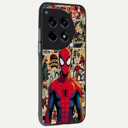  Aesthetic Spider back cover For OnePlus 12R slim fit glass case with vibrant aesthetic design