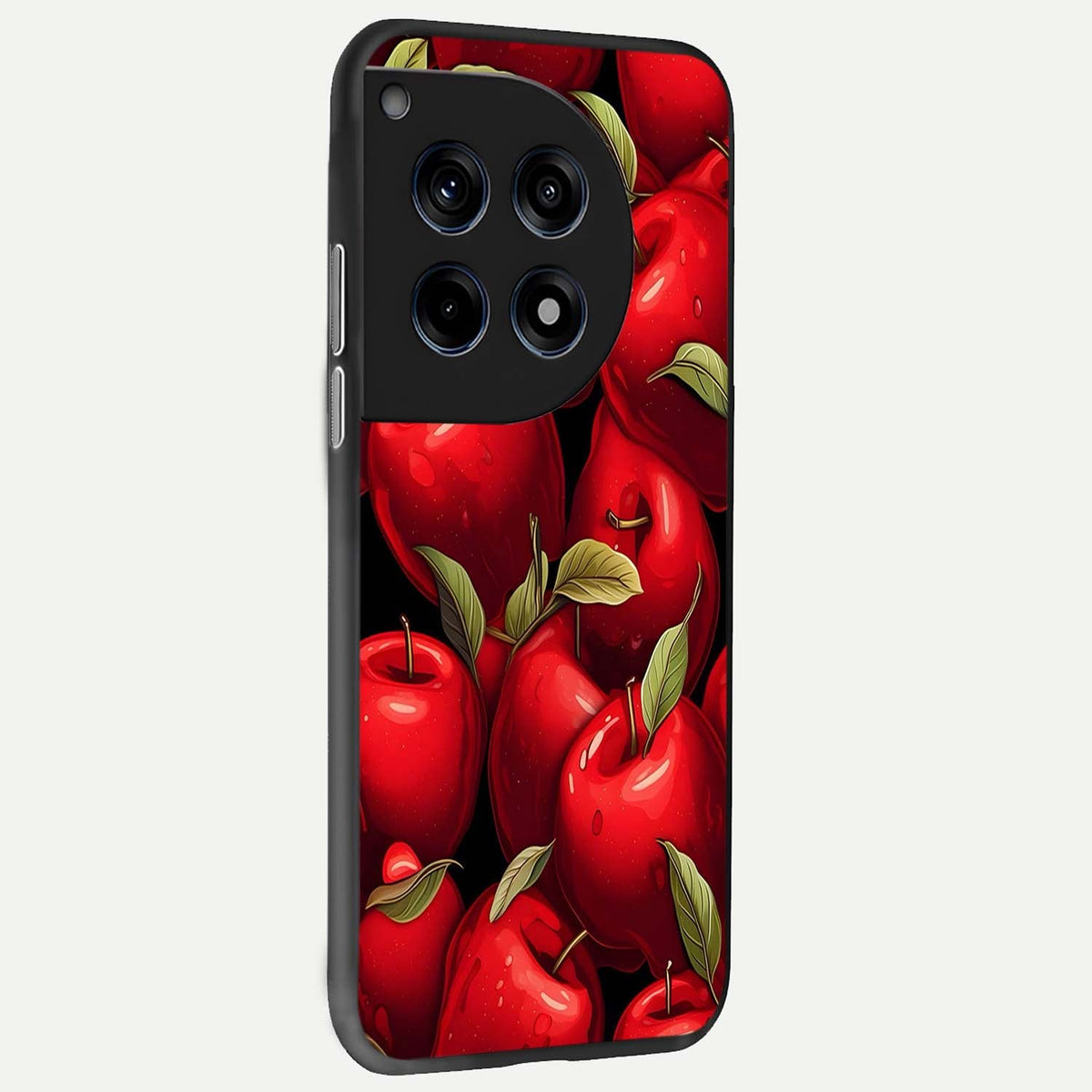  Apple Pattern back cover For OnePlus 12R slim fit glass case with vibrant aesthetic design