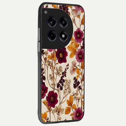  Autumn Wine Bloom back cover For OnePlus 12R slim fit glass case with vibrant aesthetic design