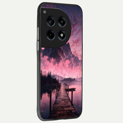  Beautiful Mountain View back cover For OnePlus 12R slim fit glass case with vibrant aesthetic design