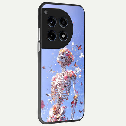  Bloom Beyond Bones back cover For OnePlus 12R slim fit glass case with vibrant aesthetic design