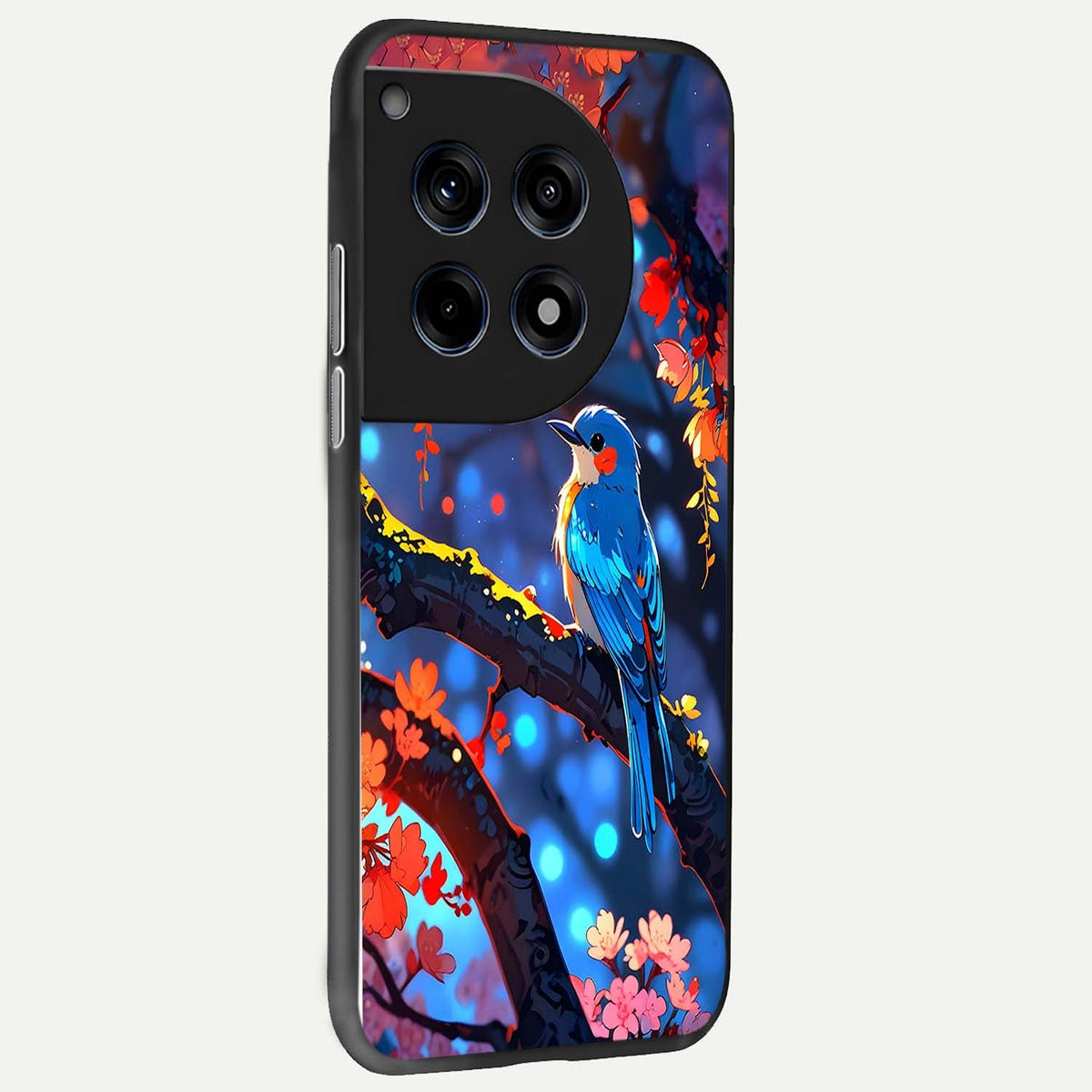  Blooming Water Drift back cover For OnePlus 12R slim fit glass case with vibrant aesthetic design