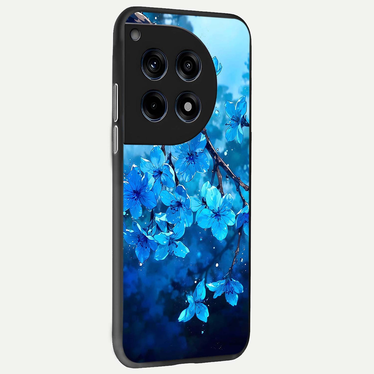  Blue Blossoms Branch back cover For OnePlus 12R slim fit glass case with vibrant aesthetic design