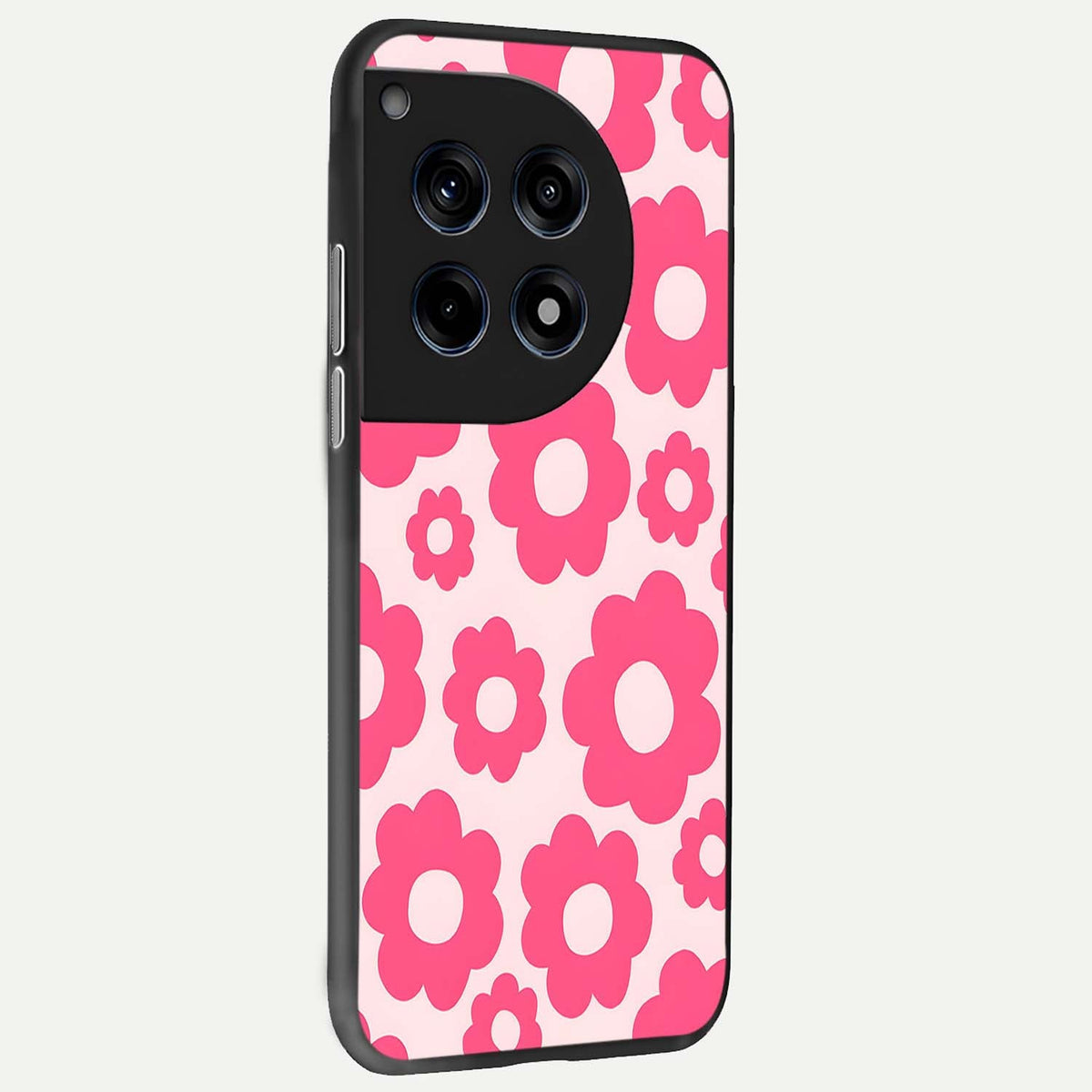  Blush Flower Pop back cover For OnePlus 12R slim fit glass case with vibrant aesthetic design