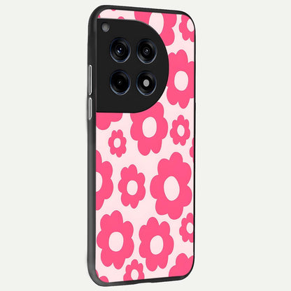 Blush Flower Pop back cover For OnePlus 12R slim fit glass case with vibrant aesthetic design