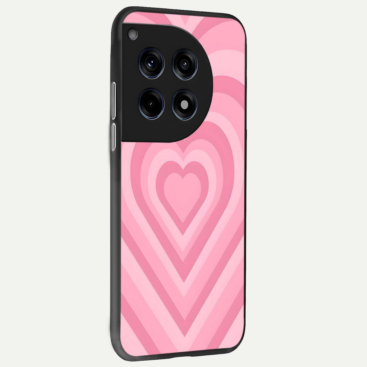  Blush Heart Waves back cover For OnePlus 12R slim fit glass case with vibrant aesthetic design