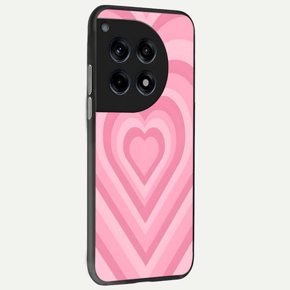  Blush Heart Waves back cover For OnePlus 12R slim fit glass case with vibrant aesthetic design