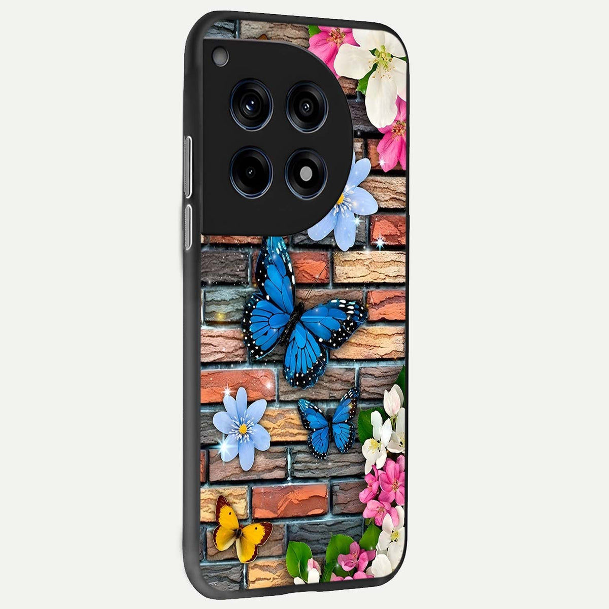  Brick Bloom Flight back cover For OnePlus 12R slim fit glass case with vibrant aesthetic design