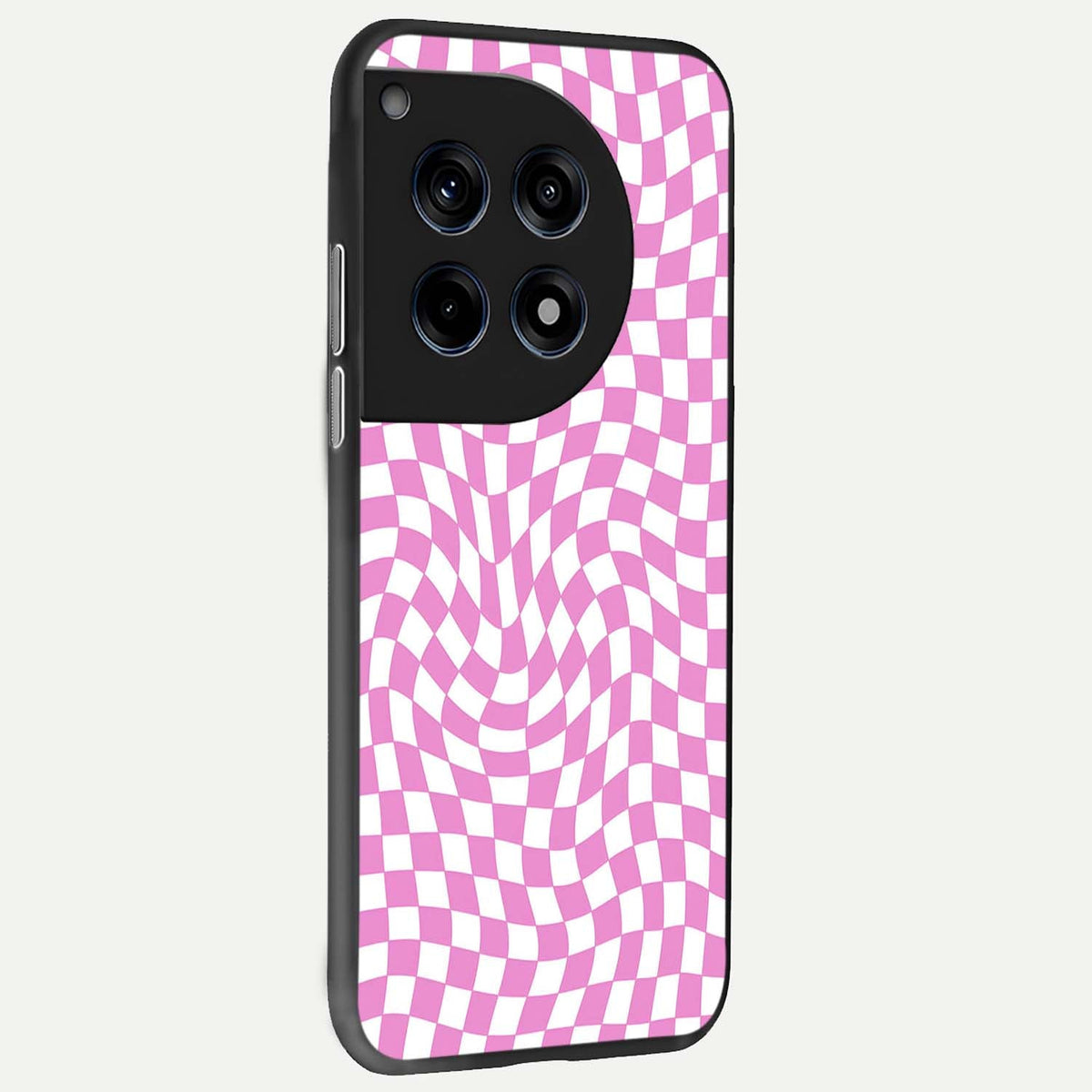  Bubblegum Check Wave back cover For OnePlus 12R slim fit glass case with vibrant aesthetic design
