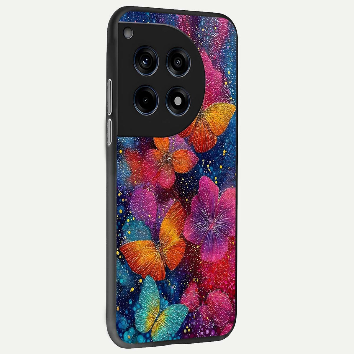  Butterfly Dream Mist back cover For OnePlus 12R slim fit glass case with vibrant aesthetic design