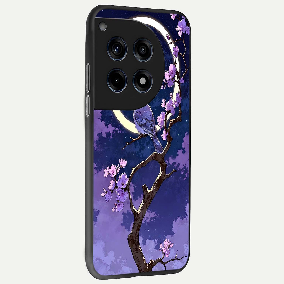  Celestial Bird Blossom back cover For OnePlus 12R slim fit glass case with vibrant aesthetic design