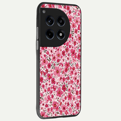  Cherry Blossom Charm back cover For OnePlus 12R slim fit glass case with vibrant aesthetic design