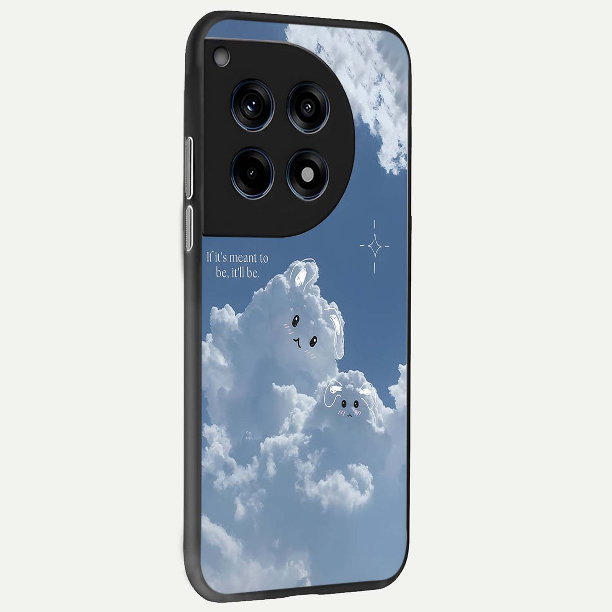  Cloud Bunny Dreams back cover For OnePlus 12R slim fit glass case with vibrant aesthetic design