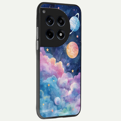  Cosmic Planet Dreams back cover For OnePlus 12R slim fit glass case with vibrant aesthetic design