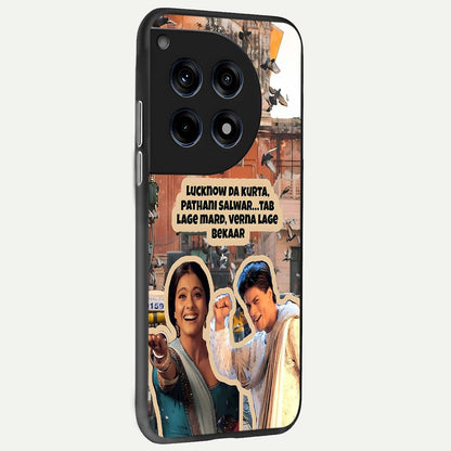  Desi Retro Vibes back cover For OnePlus 12R slim fit glass case with vibrant aesthetic design