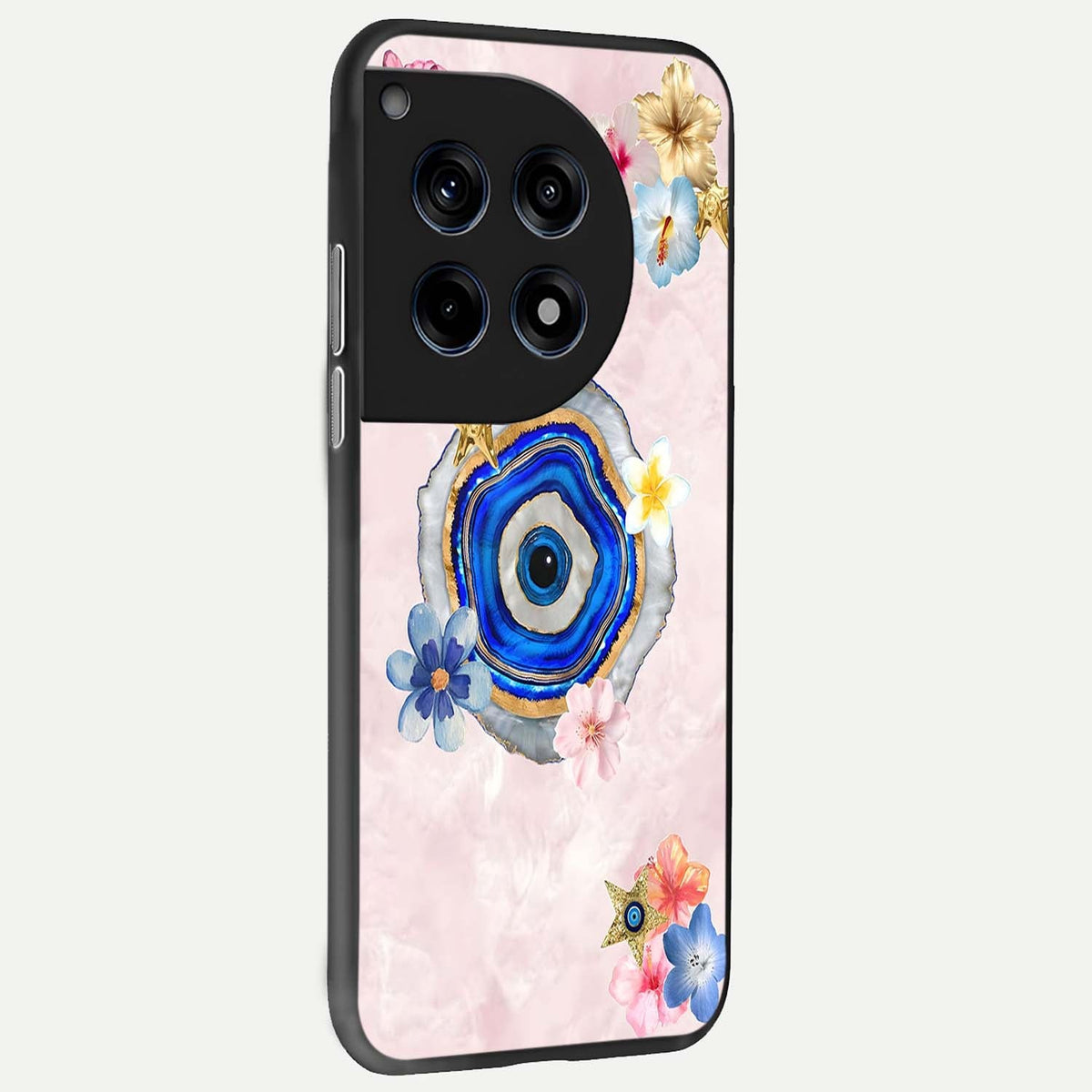  Divine Aura Bloom back cover For OnePlus 12R slim fit glass case with vibrant aesthetic design