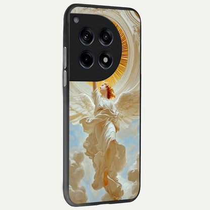  Divine Light Angel back cover For OnePlus 12R slim fit glass case with vibrant aesthetic design