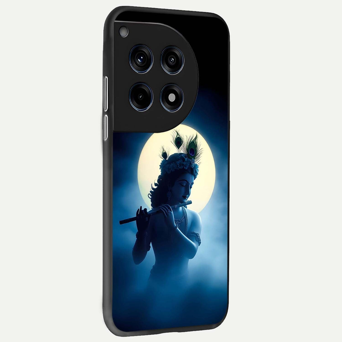  Divine Moon Flute back cover For OnePlus 12R slim fit glass case with vibrant aesthetic design